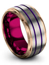 Tungsten Wedding Rings Grey and Purple 10mm Womans Tungsten Band Mens Ring Grey - Charming Jewelers