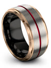 Ladies 10mm Black Line Wedding Band Tungsten Promise Bands for Men Grey Ring - Charming Jewelers