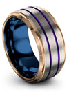 Guys Wedding Band Unique Brushed Tungsten Wedding Rings Grey Purple for Mens - Charming Jewelers