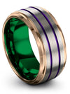Grey Purple Line Anniversary Ring Tungsten Carbide Band Him and Wife Couples - Charming Jewelers