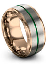 Tungsten Grey Green Wedding Band Woman&#39;s Tungsten Band for Ladies Grey 10mm - Charming Jewelers