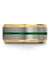 Grey and Green Guy Wedding Rings Bands Tungsten Marriage Bands Set Simple Small - Charming Jewelers