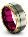 Guys Bands Wedding Bands Tungsten Ring for Male Engraved Customized Grey Green - Charming Jewelers