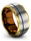 Anniversary Ring Grey Tungsten Ring for Woman&#39;s Grey and Blue Mid Bands - Charming Jewelers