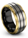 Grey Wedding Band for His and Fiance Grey Black Tungsten Personalized Ring - Charming Jewelers