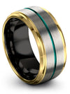 Grey Wedding Band for His and Fiance Grey Teal Tungsten Personalized Ring - Charming Jewelers
