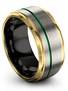 Wedding Sets Fiance and Husband Tungsten Rings for Mens Grey and Green Guys - Charming Jewelers