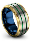 Wedding Ring for Guy Sets Grey Green Grey Tungsten Guys 10mm Green Line Bands - Charming Jewelers