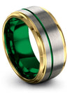 Male Wedding Ring 10mm Green Line Grey Tungsten Ladies Wedding Rings Ring - Charming Jewelers