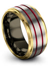 Guys 10mm Teal Line Wedding Rings Tungsten 10mm Rings Couples Marriage Band - Charming Jewelers
