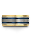 Male Wedding Ring 10mm Blue Line Grey Tungsten Ladies Wedding Rings Ring - Charming Jewelers