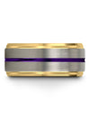 Male Wedding Ring 10mm Purple Line Grey Tungsten Ladies Wedding Rings Ring - Charming Jewelers