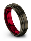 Brushed Guy Wedding Band Tungsten Ring 6mm Lady Gunmetal Plated Promise Rings - Charming Jewelers