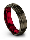 Ladies 6mm Gunmetal Line Wedding Rings Tungsten Band for Man Engraved Bands - Charming Jewelers