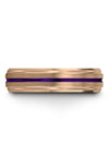 6mm Purple Line Bands for Couples 18K Rose Gold Wedding Band Tungsten Simple - Charming Jewelers