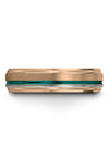 Simple Wedding Bands Set for Fiance and Her 18K Rose Gold Teal Tungsten Couples - Charming Jewelers