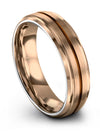 18K Rose Gold Wedding Bands 6mm Man Tungsten Wedding Band Promise Band Couple - Charming Jewelers