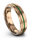 6mm 18K Rose Gold Green Wedding Ring for Female 6mm Womans Tungsten Band I Love - Charming Jewelers