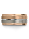 Wedding 18K Rose Gold Bands Set for His and His Tungsten Carbide Ring Brushed - Charming Jewelers