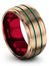 Matching 18K Rose Gold Anniversary Ring Man Wedding Ring Tungsten 10mm Custom - Charming Jewelers