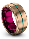 Couple Wedding Rings Sets Plain Tungsten Bands Big Step Bevel Ring 18K Rose - Charming Jewelers