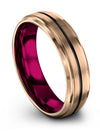 Small Wedding Bands for Men Unique Tungsten Band Mens 18K Rose Gold Black Band - Charming Jewelers