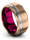 Unique 18K Rose Gold Male Anniversary Band Tungsten Bands for Husband Matching - Charming Jewelers