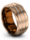 Guys 10mm Wedding Ring 18K Rose Gold Tungsten 18K Rose Gold Womans Rings Midi - Charming Jewelers
