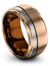 Man Wedding Bands Rings Tungsten Wedding Ring Polished 18K Rose Gold Gunmetal - Charming Jewelers