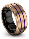 Plain 18K Rose Gold Promise Ring for Men One of a Kind Tungsten Rings 18K Rose - Charming Jewelers