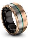 Wedding Band for Woman Sets 18K Rose Gold Teal Man 18K Rose Gold Band Tungsten - Charming Jewelers