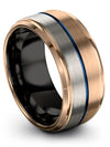 Husband and Her Anniversary Band Sets 18K Rose Gold Blue