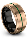 Man Wedding Bands Rings Tungsten Wedding Ring Polished 18K Rose Gold Green - Charming Jewelers