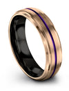 Ladies 18K Rose Gold Purple Wedding Band Tungsten 6mm Wedding Rings Promise - Charming Jewelers