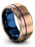 10mm 18K Rose Gold Wedding Ring Tungsten Fucshia Line Rings