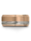 10mm 18K Rose Gold Wedding Ring Tungsten Fucshia Line Rings