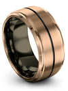 18K Rose Gold Black Anniversary Ring for Guys Tungsten Bands 18K Rose Gold - Charming Jewelers