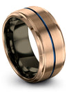 18K Rose Gold Anniversary Ring Band Tungsten 18K Rose Gold Blue Bands - Charming Jewelers