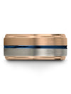 18K Rose Gold Blue Tungsten Promise Ring Tungsten Rings 10mm Twenty Fifth Rings - Charming Jewelers
