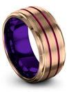 18K Rose Gold Promise Ring for Couple Tungsten Bands Engrave Simple 18K Rose - Charming Jewelers