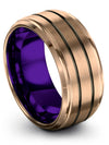 18K Rose Gold Wedding Rings for Fiance and Her Brushed 18K Rose Gold Tungsten - Charming Jewelers