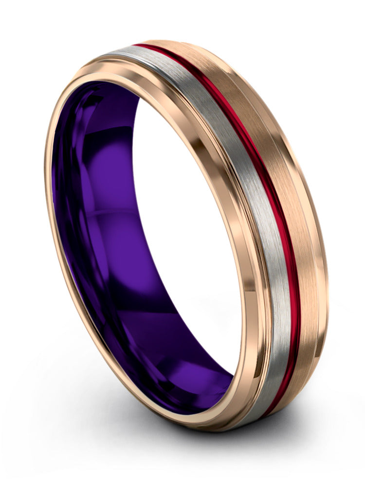 18K Rose Gold Wedding Rings Male Tungsten Carbide 6mm Rings
