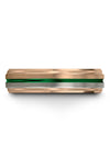 18K Rose Gold Green His and His Wedding Bands Sets Tungsten Male Wedding Rings - Charming Jewelers