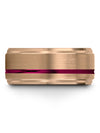 18K Rose Gold Fucshia Tungsten Anniversary Band 10mm Tungsten Carbide Small - Charming Jewelers
