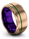 18K Rose Gold and Green Wedding Bands Set Tungsten Engagement Band Couples - Charming Jewelers