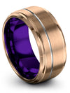 Guys Wedding Bands Matte Female Tungsten Carbide Band 18K Rose Gold Set Mens - Charming Jewelers