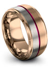 18K Rose Gold Wedding Rings Set for Her and Husband Tungsten Rings Engrave - Charming Jewelers
