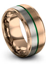 18K Rose Gold Green Men&#39;s Wedding Rings Mens 18K Rose Gold Tungsten Band Luxury - Charming Jewelers