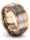 18K Rose Gold Wedding Bands for Mens 10mm Tungsten Band for Men and Lady - Charming Jewelers