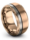 Engrave Wedding Ring 18K Rose Gold Black Tungsten Band